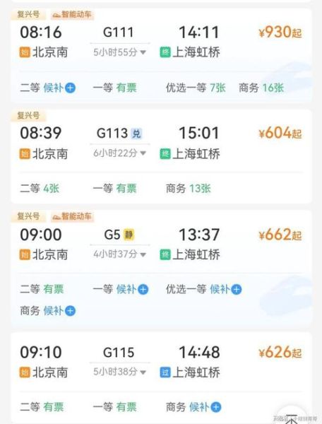 北京到上海最快高铁多久_北京到上海最快高铁车次-第3张图片-俊逸知识馆 北京到上海最快高铁多久_北京到上海最快高铁车次-第3张图片-俊逸知识馆