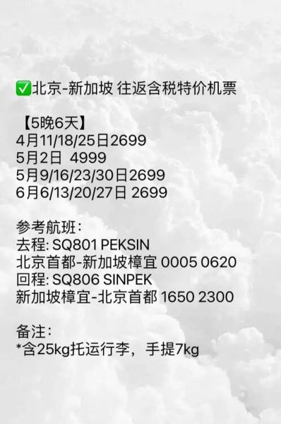 北京到新加坡机票价格_北京到新加坡直飞多久-第1张图片-俊逸知识馆