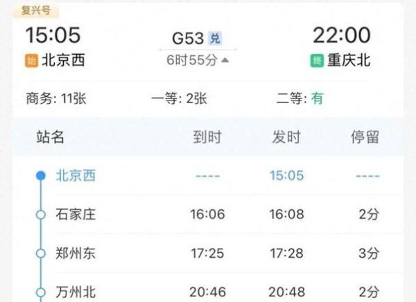 北京到重庆高铁多少钱_北京到重庆高铁多久-第2张图片-俊逸知识馆