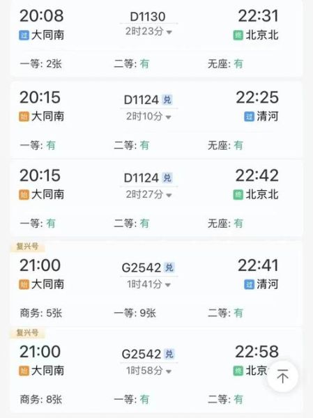 大同到北京高铁多久_票价多少-第1张图片-俊逸知识馆